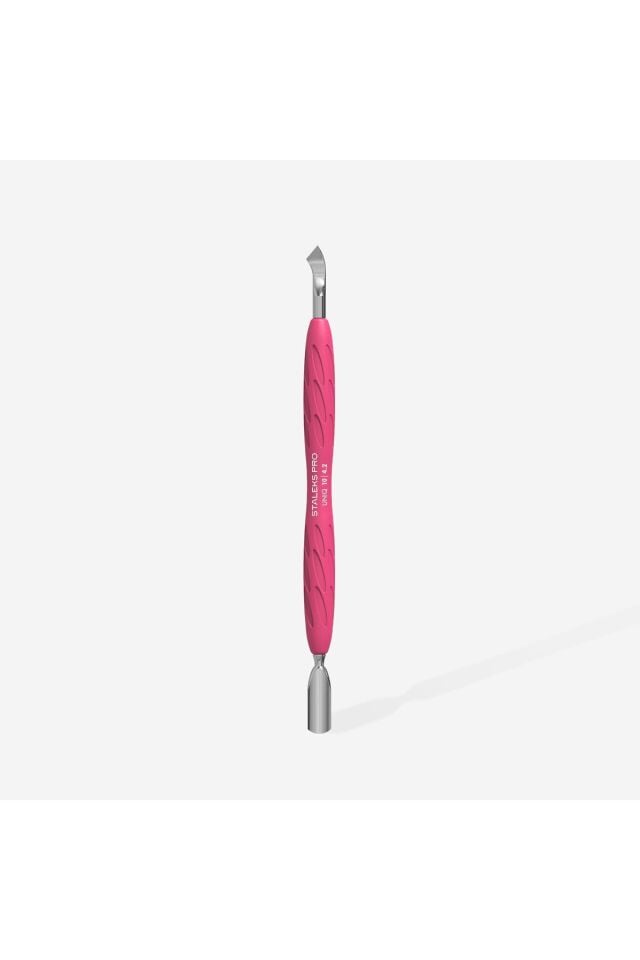 STALEKS ''Gummy'' UNIQ 10 TYPE 4.2 Silikon Saplı Tırnak Eti İtici (Dar Yuvarlak İtici + Arkaya Çekilmiş Bıçak)