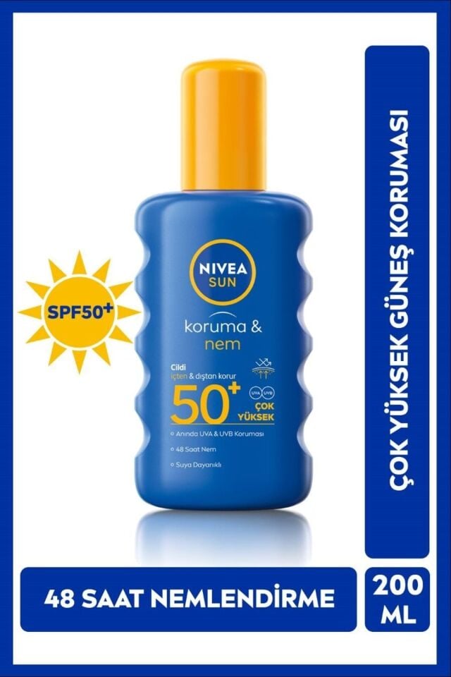 Nivea Sun Güneş Kremi Spf50 200 ml Sprey, Çok Yüksek Güneş Koruyucu Ve 48 Saat Nemlendirme