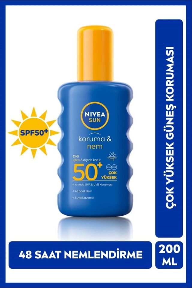 Nivea Sun Güneş Kremi Spf50 200 ml Sprey, Çok Yüksek Güneş Koruyucu Ve 48 Saat Nemlendirme