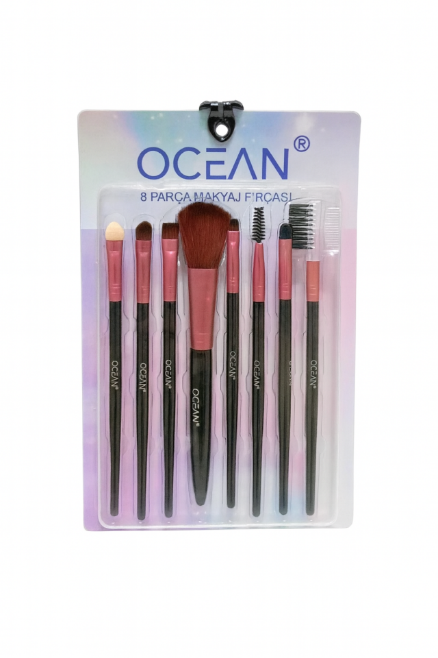 Ocean 8li Makyaj Fırça Seti Pembe Modern Tasarım 431550
