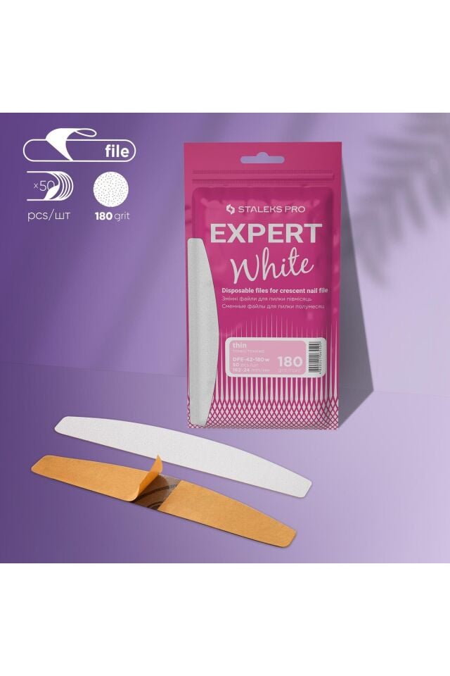 STALEKS EXPERT 42 Yarım Ay Törpü İçin Yedek Beyaz Törpüler, 180 Grit (50 Adet)