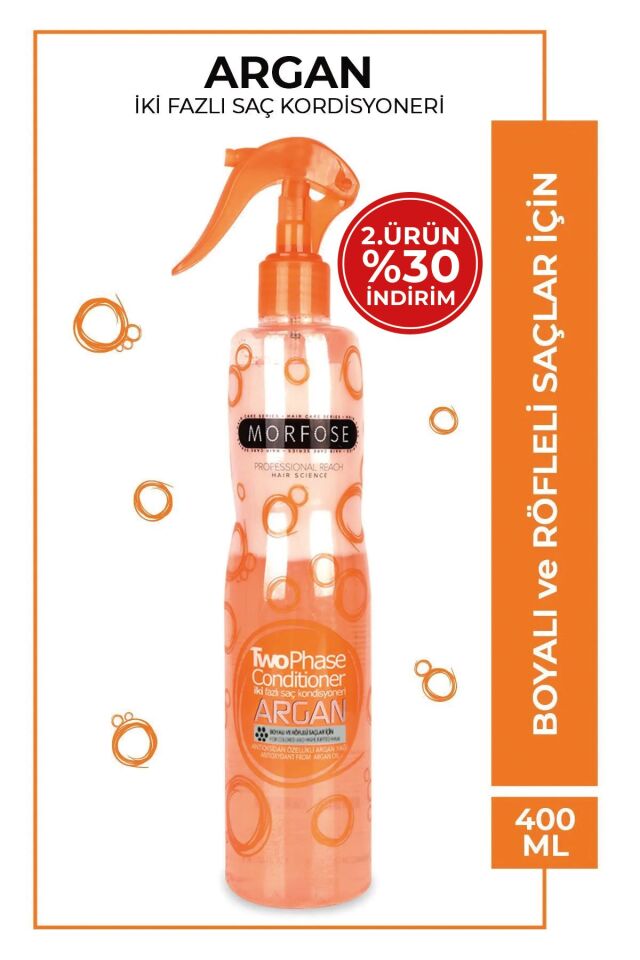 Morfose Argan Özlü Çift Fazlı Turuncu Fön Suyu 400 ml