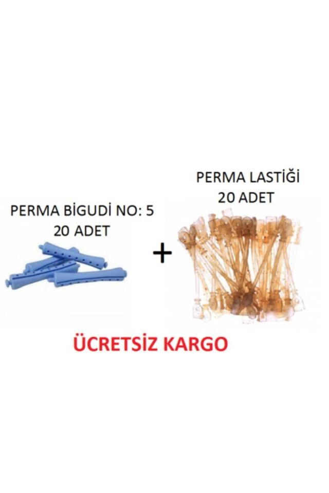 Perma Bigudisi No:5 (20 Adet) + Perma Lastiği 20 Adet