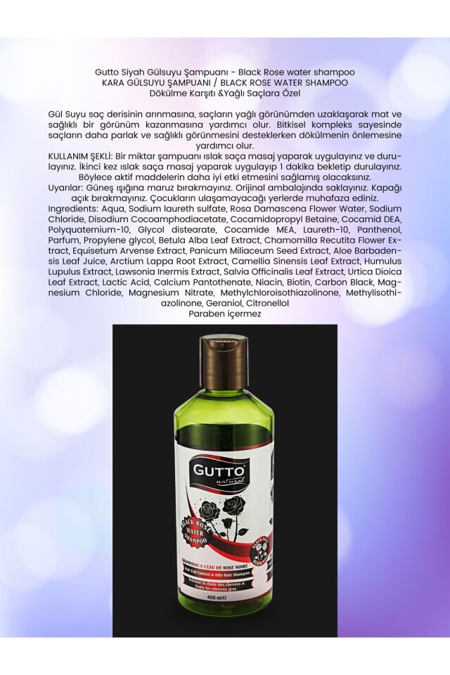 Siyah Gül Şampuanı 400 ml 8699211771186
