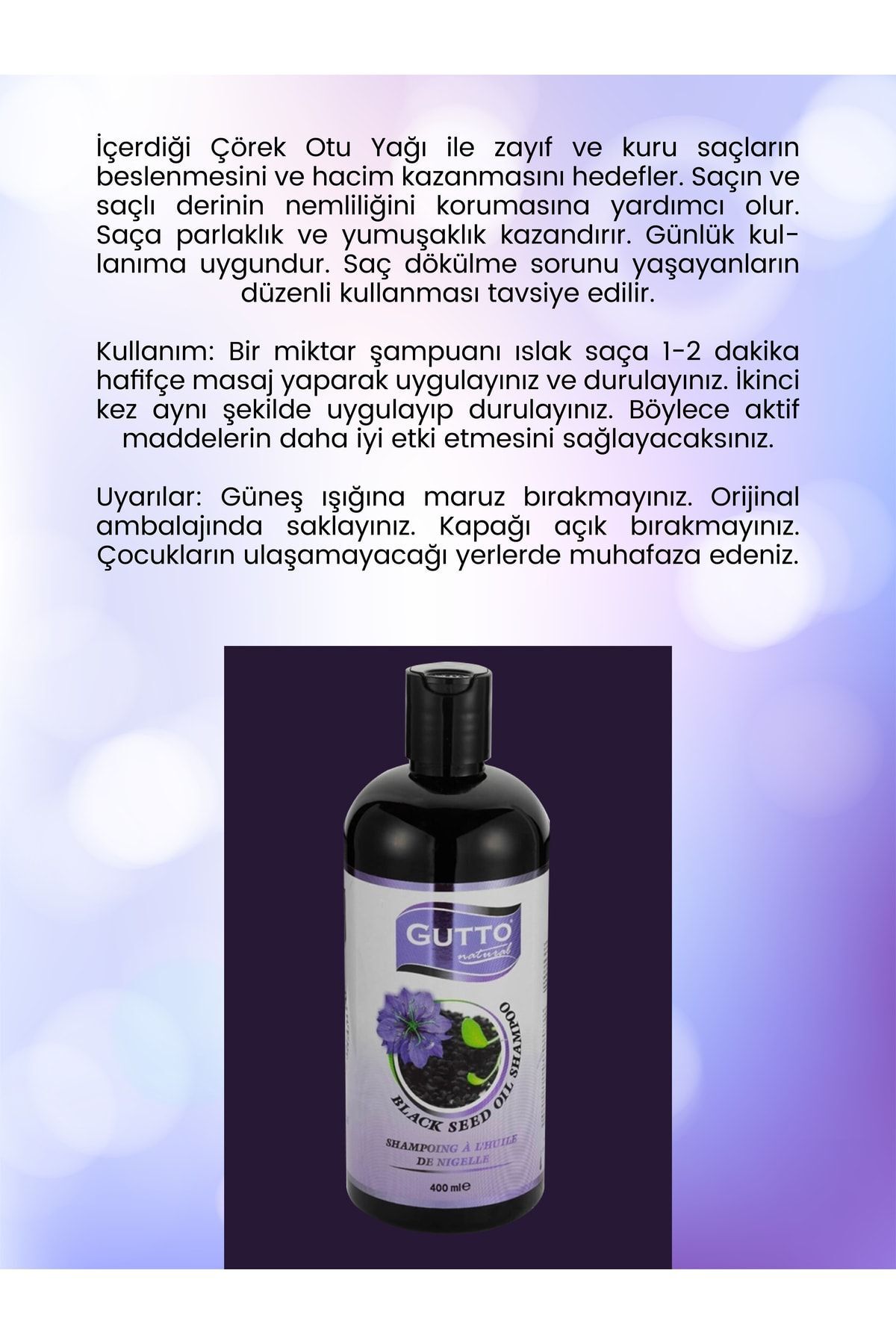 Gutto Çörekotu Yağı Şampuanı 400 ml