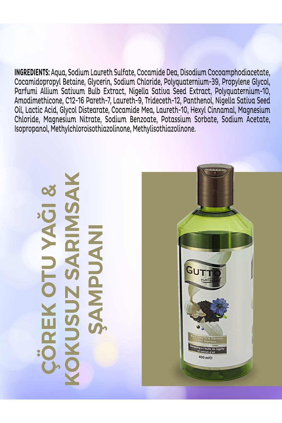 Gutto Kokusuz Sarımsak & Çörekotu Yağı Şampuanı 400 ml