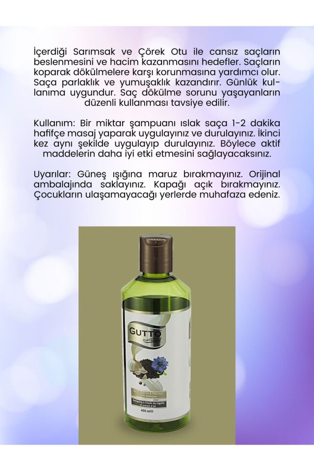 Gutto Sarımsak Çörekotu Şampuanı 400 ml