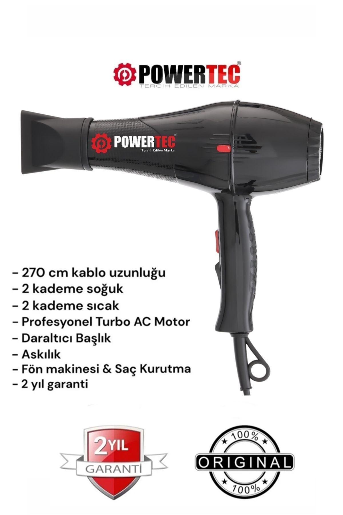 TR-701 Kuaför Tipi Profesyonel Fön Makinesi 2500 Performans