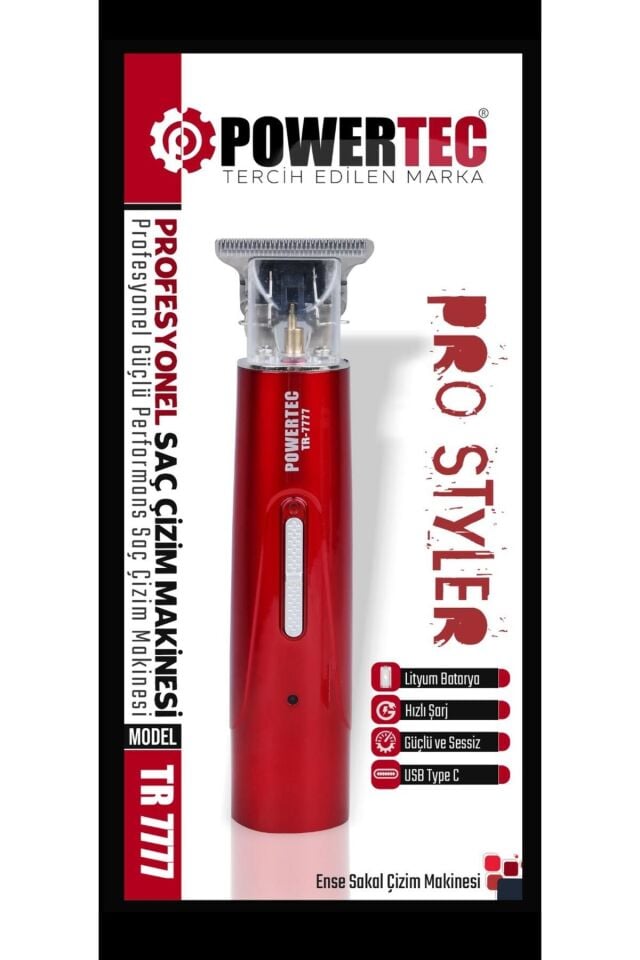 POWERTEC TR-7777 Pro Type-C Şarjlı Sakal Ense Vücut Kıl Tüy Lazer Öncesi Epilasyon Tıraş Çizim Makinesi