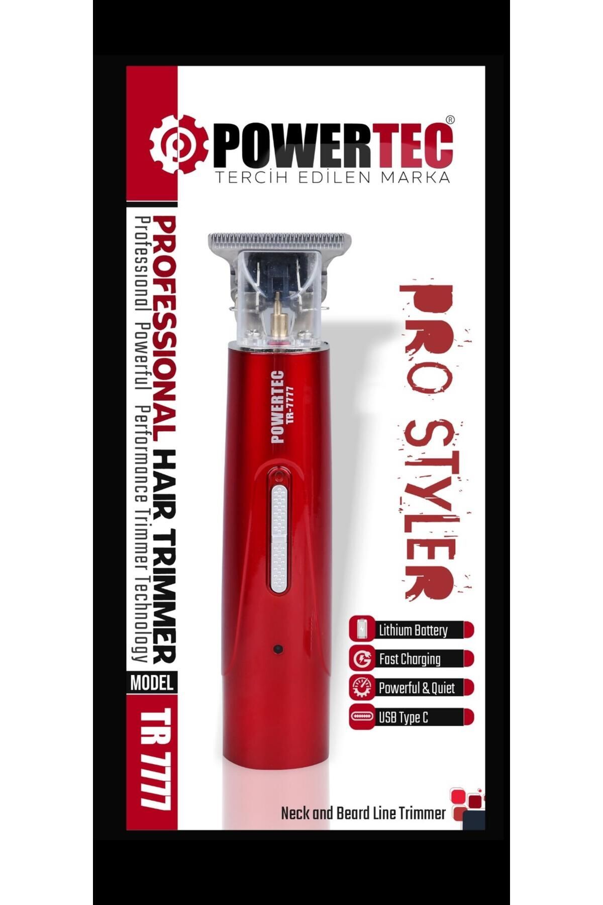 POWERTEC TR-7777 Pro Type-C Şarjlı Sakal Ense Vücut Kıl Tüy Lazer Öncesi Epilasyon Tıraş Çizim Makinesi